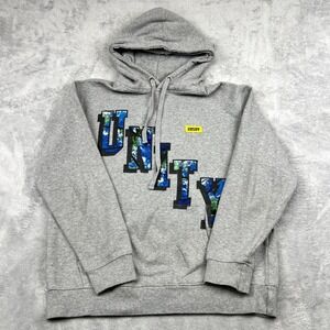 Chinatown Market Unity Hoodie Mens Large Gray Fleece Lined Spellout Graphic